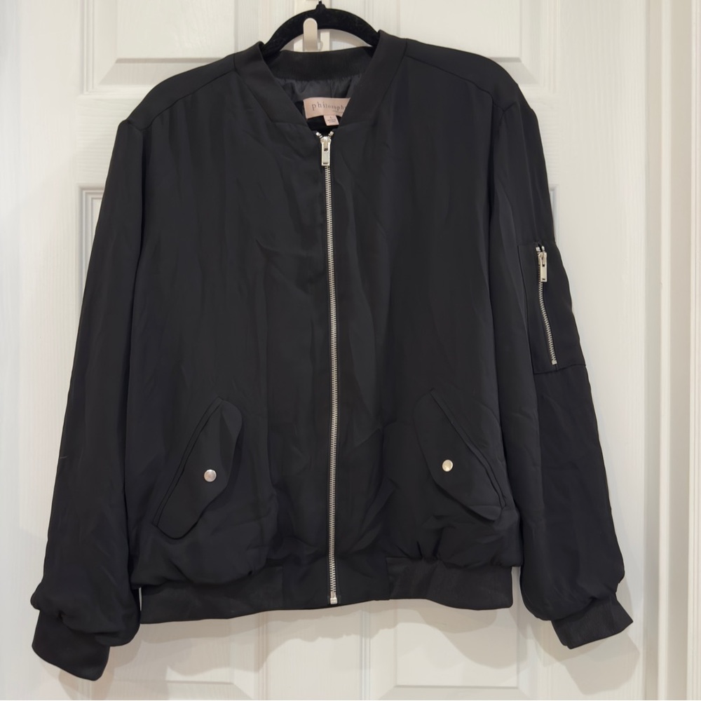 Black Bomber Jacket with Pockets